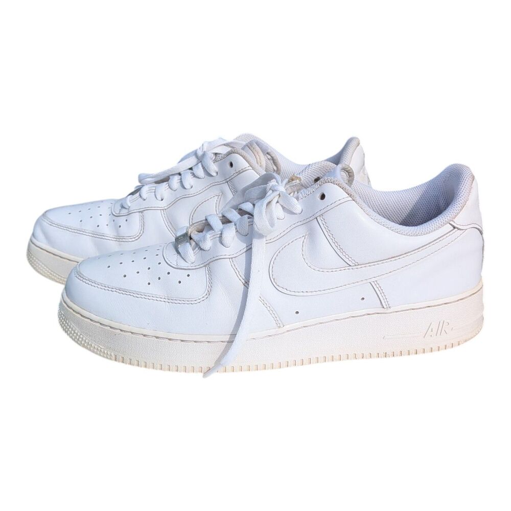 Nike Air Force One Low Triple White leather Sneakers Men's 12 Shoe CW2288-111